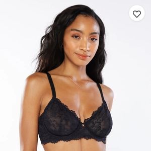 NWT SAVAGE X FENTY unlined black floral bra 36DDD